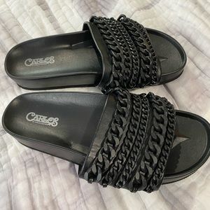 Carlos by Carlos Santana Black Slides Size 7.5